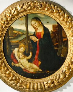 Madonna en Kind met St. Johannes door Master of the Miller Tondo (attr. to)