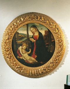 Madonna en Kind met St. Johannes door Master of the Miller Tondo (attr. to)
