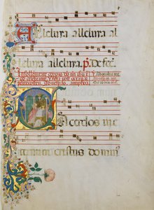 Manuscriptblad met de Viering van een Mis in een Initiaal S
