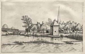 Gezichten op Dorpen in Brabant en Kempen: Een Omwald Dorp, ca. 1561 door Master of the Small Landscapes