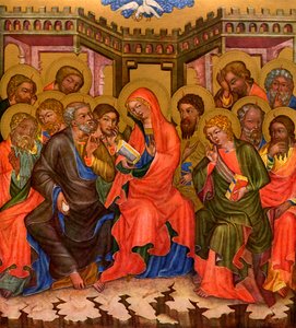 Nederdaling van de Heilige Geest door Master of the Vyssi Brod Altar