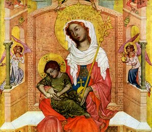 Madonna van Kladsko, detail, ca. 1350 1955 door Master of the Vyssi Brod Altar
