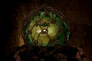 Asylum, 2001 (glas, touw, water, rotsen, DVD en videoprojectie) door Mat Collishaw