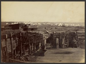 [Fortificaties, Manassas, Bezet door 13th Mass.] door Mathew B. Brady