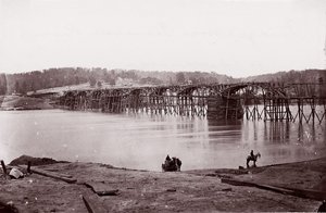 Brug over de Tennessee-rivier bij Chattanooga, ca. 1864 door Mathew Brady