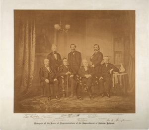 Managers van het Huis van Afgevaardigden van de afzetting, 1868 door Mathew B. Brady