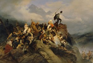 Pater Joachim Haspinger onder de vechtende boeren door Mathias Artaria