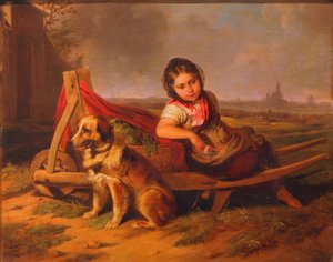 Meisje met hond voor Wenen door Mathias Ranftl