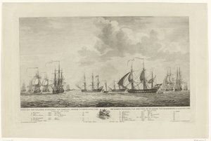 Nederlandse oorlogsvloot voor Rammekens, 1782-1783 door Mathias de Sallieth