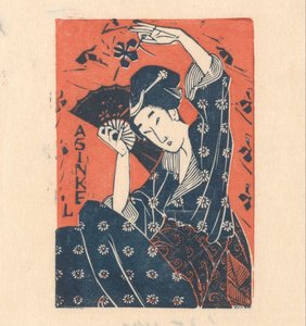 Reclamekaart van A. Sinkel met Japanse vrouw