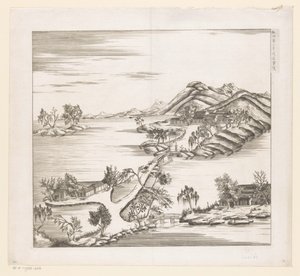Gezicht op een deel van het keizerlijk zomerpaleis in Chengde (Jehol) te China door Matteo Ripa