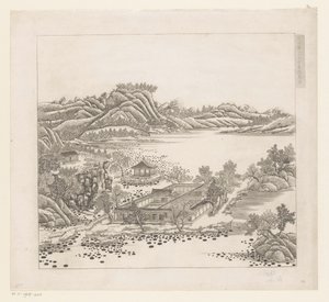 Gezicht op een deel van het keizerlijk zomerpaleis in Chengde (Jehol) te China door Matteo Ripa