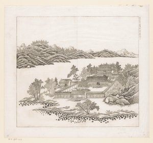 Gezicht op een deel van het keizerlijk zomerpaleis in Chengde (Jehol) te China door Matteo Ripa