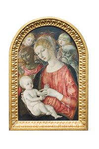 Madonna en Kind met engelen, Sint Johannes de Doper en Sint Hiëronymus door Matteo di (c.1430 95) Giovanni