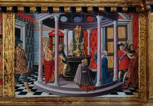 Madonna en Kind met Heiligen Jacobus, Augustinus, Bernardinus en Margaretha, eerste decennia van de 14e eeuw door Matteo di (c.1430 95) Giovanni