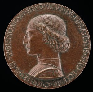 Sigismondo Pandolfo Malatesta, 1417-1468, Heer van Rimini en Fano [voorzijde], 1446 door Matteo di Andrea de Pasti