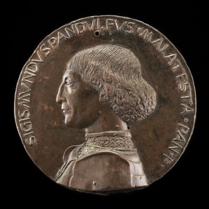 Sigismondo Pandolfo Malatesta, 1417-1468, Heer van Rimini en Fano (voorkant) door Matteo di Andrea de Pasti