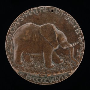 De Malatesta-olifant in een weide [achterzijde], 1446 door Matteo di Andrea de Pasti