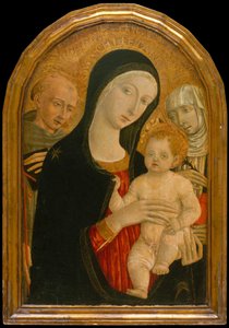 Madonna en Kind met Heiligen Franciscus en Catharina van Siena, circa 1476-80 door Matteo di Giovanni