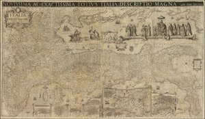 1630 kaart van Italië door Matthaeus Greuter, gepubliceerd in 1657 door Stefano Scolari door Matthaus Greuter