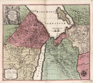 Deserta Aegypti, Thebaidis, Arabiae, Syriae etc. ubi accurata notata sunt loca inhabitata per Sanctos Patres Anachoretas LOC 2009580105 door Matthaeus Seutter