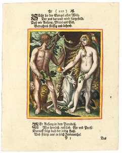 Adam en Eva, ca. 1700-1725 door Matthaus Merian
