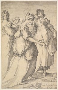 Drie gehulde vrouwelijke figuren, ca. 1610-50 door Matthaus Merian