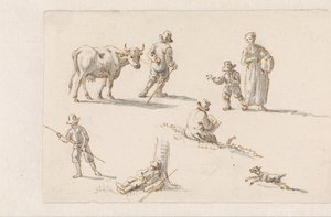 Aeneas en Dido schuilen in een grot (Ontwerpen voor schilderijen met episodes uit De Aeneas)
