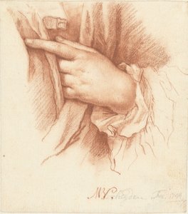 Studie van een linkerhand in draperie door Mattheus Verheyden