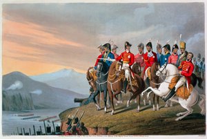 De hertog van Wellington en zijn staf steken de Bidassoa over en betreden Frankrijk, 1813-1816 door Matthew Dubourg