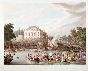 Uitzicht op de Rivier de Theems bij Brandenburgh House, Hammersmith, Londen