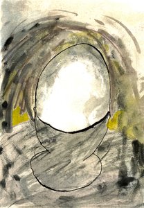 Het perfecte ei van de vrijgezel 2, 2021 (aquarel, houtskool) door Matthew Hilton