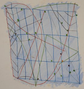 stick chart 2, 2014 (aquarelkrijt)
