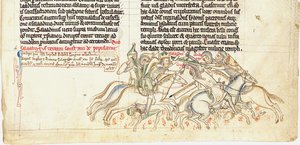 Saladin verovert het Heilige Kruis uit Chronica maiora I door Matthew Paris, 13e eeuw