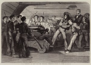 Marine-instructie aan boord van HMS de Britannia, Portsmouth, lessen in geschut door Matthew Somerville Morgan