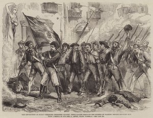 De revolutie in Sicilië, vrijgelaten gevangenen leiden hun cipier door de straten van Palermo voordat ze hem neerschieten door Matthew Somerville Morgan