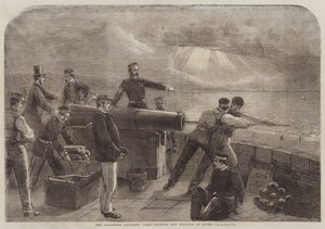 Het vrijwilligersartilleriekorps leert kanonpraktijk in Hythe door Matthew Somerville Morgan