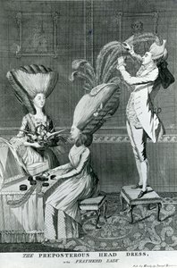 Het belachelijke hoofddeksel, of de gevederde dame, 1776