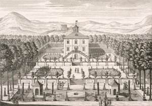 Huis en tuin, 1715 door Matthias Diesel