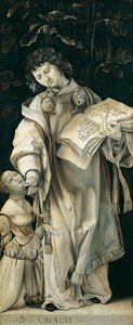 Paneel van het Heller-altaar met afbeelding van St. Cyriacus