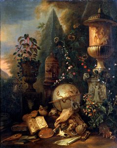 Vanitas. Stilleven met een vaas, 17e of vroege 18e eeuw door Matthias Withoos
