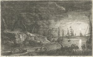 Zeegezicht bij maanlicht