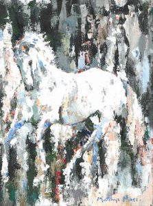 Het levendige witte paard door Matthys Moss