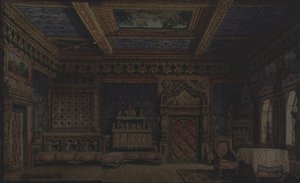 Decorontwerp voor het toneelstuk De dood van Ivan de Verschrikkelijke door A. Tolstoy door Matvey Andreyevich Shishkov