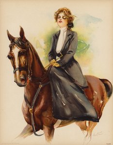 Portret van een vrouw te paard