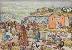 Baden en wandelaars, ca. 1919 door Maurice Brazil Prendergast