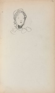 Italiaans schetsboek: Hoofd van een meisje door Maurice Brazil Prendergast