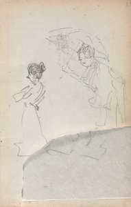 Italiaans Schetsboek: Staande Vrouw in profiel & Man met een Paraplu pagina 2, 1898-1899