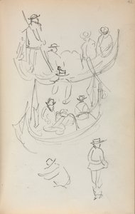 Italiaans schetsboek: Twee gondels met figuren, 1898-1899 door Maurice Brazil Prendergast