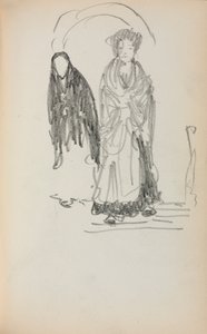 Italiaans schetsboek: Twee staande vrouwen, pagina 123 door Maurice Brazil Prendergast